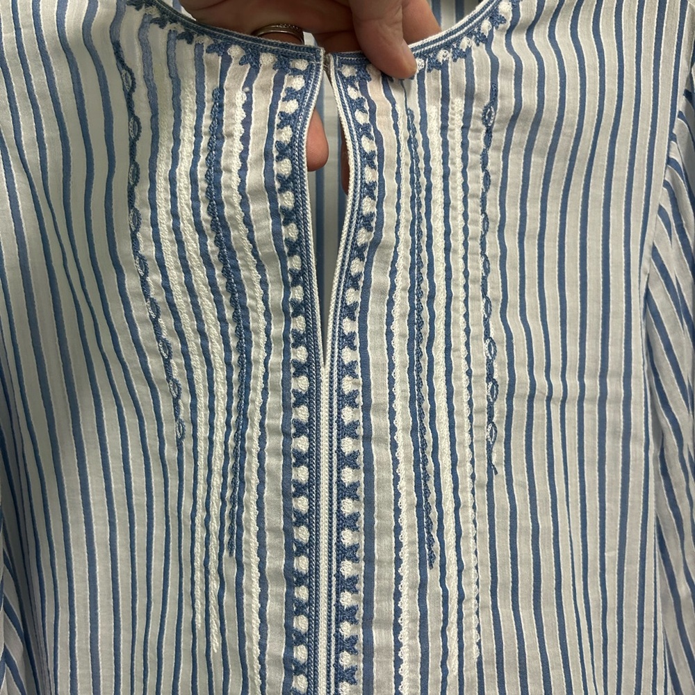 Kobi Halperin Blue and White Striped Blouse - Picture 3 of 6